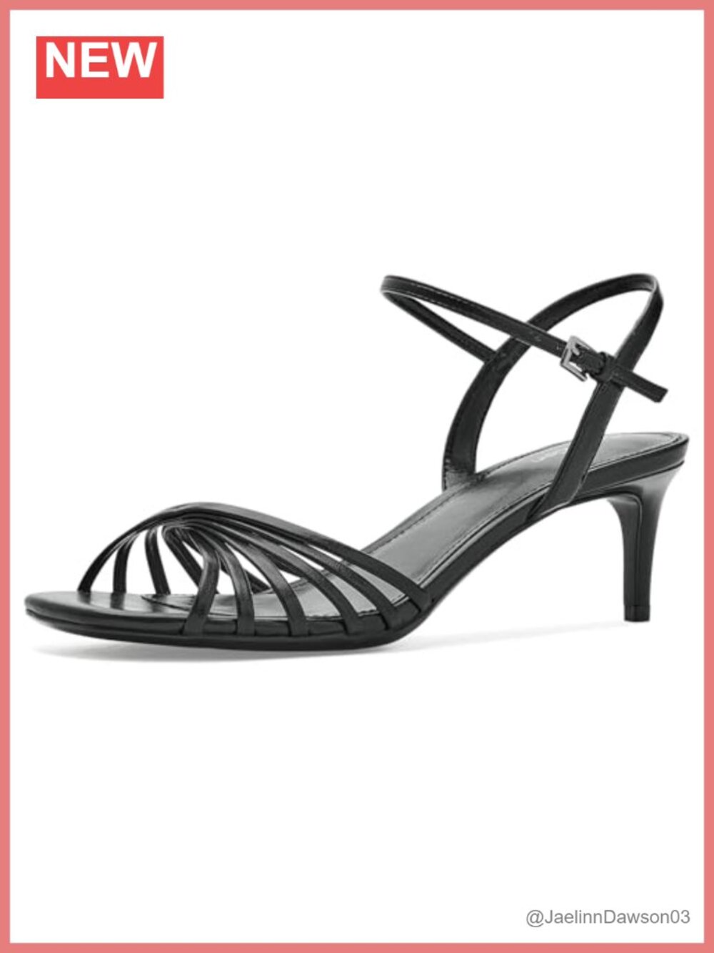Faux Leather Kitten Heel Square Toe Ankle Strap Heeled Sandals
